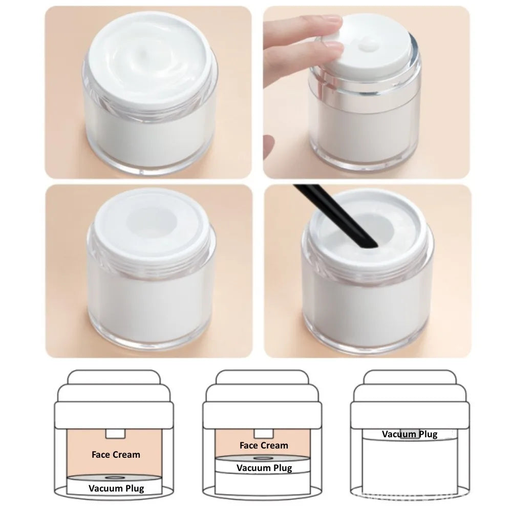 Povei Airless Pump Jar Creams Gels Lotions Dispenser Vacuum Bottle 15g 30g 50g