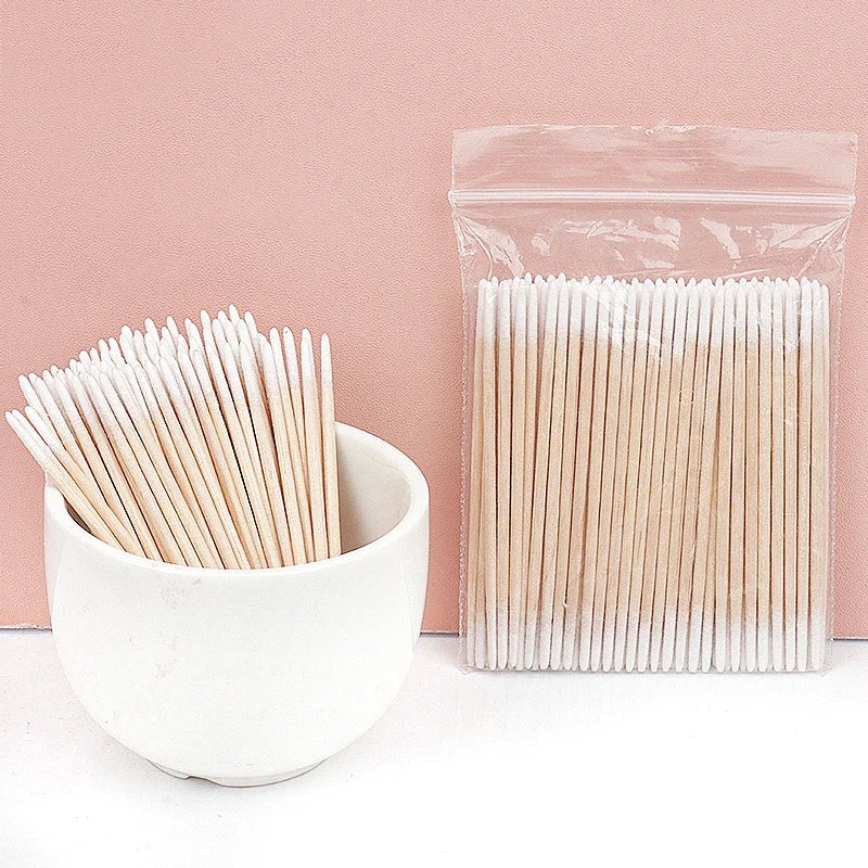 Povei Disposable Micro Cotton Swab Brushes for Eyelash Extensions & Glue Removal