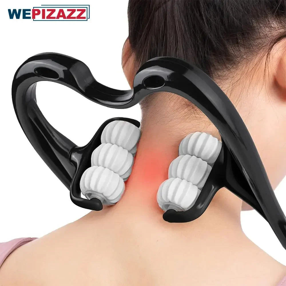 Povei Neck Massager & Trigger Point Roller Handheld Shoulder Massager for Pain Relief