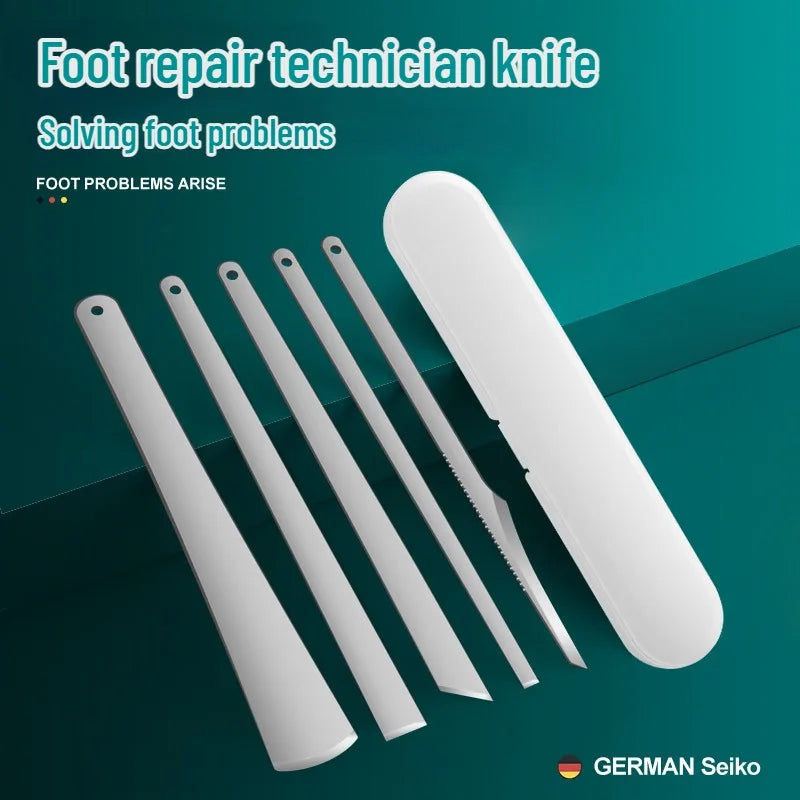 Povei Foot Toenail Repair Knife Set for Callus Removal and Exfoliation