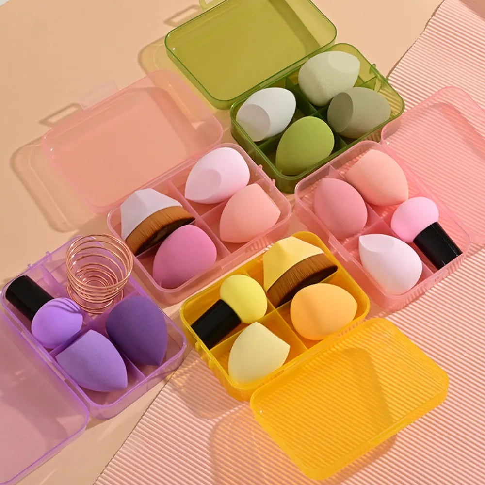 Povei Beauty Egg Blender Brush Set - 4pcs Makeup Sponge & Powder Puffs