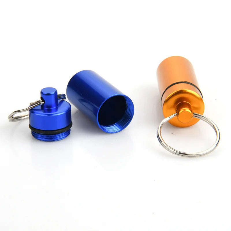 Povei Mini Aluminum Medicine Bottle Keychain Box - Portable & Waterproof