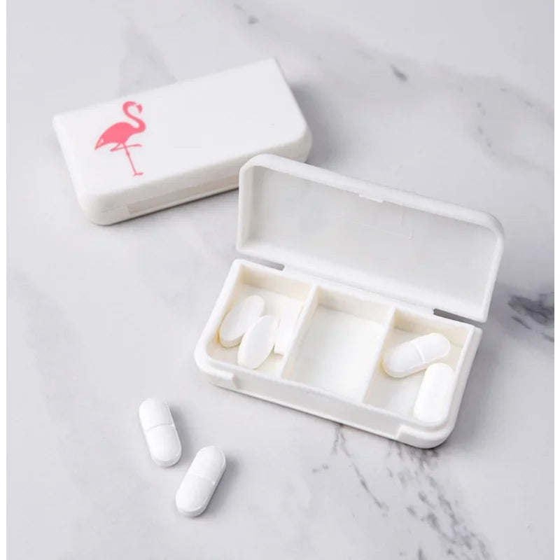 Flamingo Cactus Leaf Pill Dispenser by Povei: Mini Organizer Case for Medication