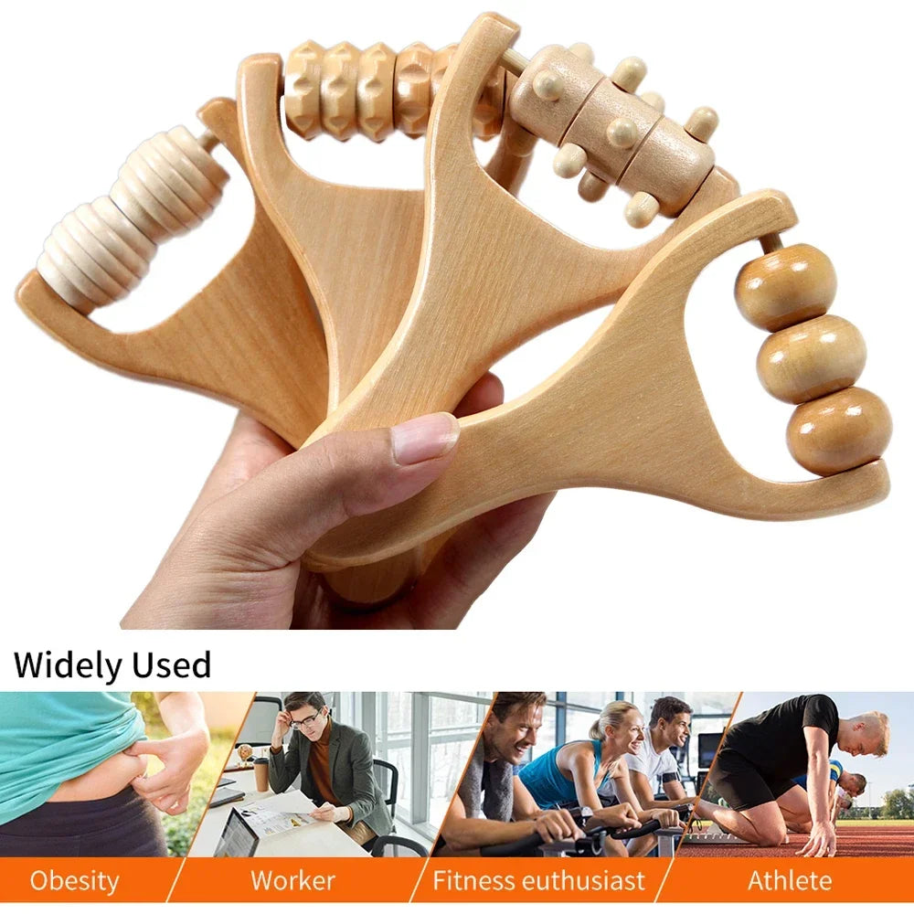 Povei Wooden Body Roller Massager - DIY Maderotherapy for Waist Thigh Leg Hands & Full Body