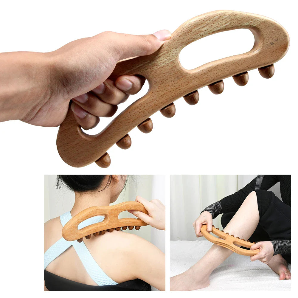 Povei Trigger Point Massage Brush for Effective Wood Therapy and Body Sculpting