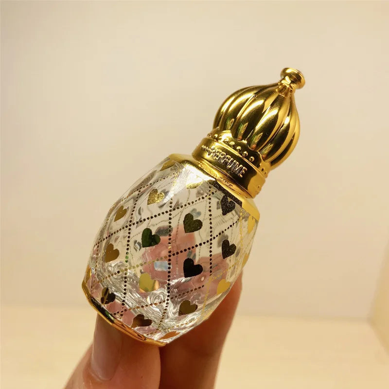 Povei Arab Style Vintage 8ml Golden Glass Roller Bottle for Essential Oils