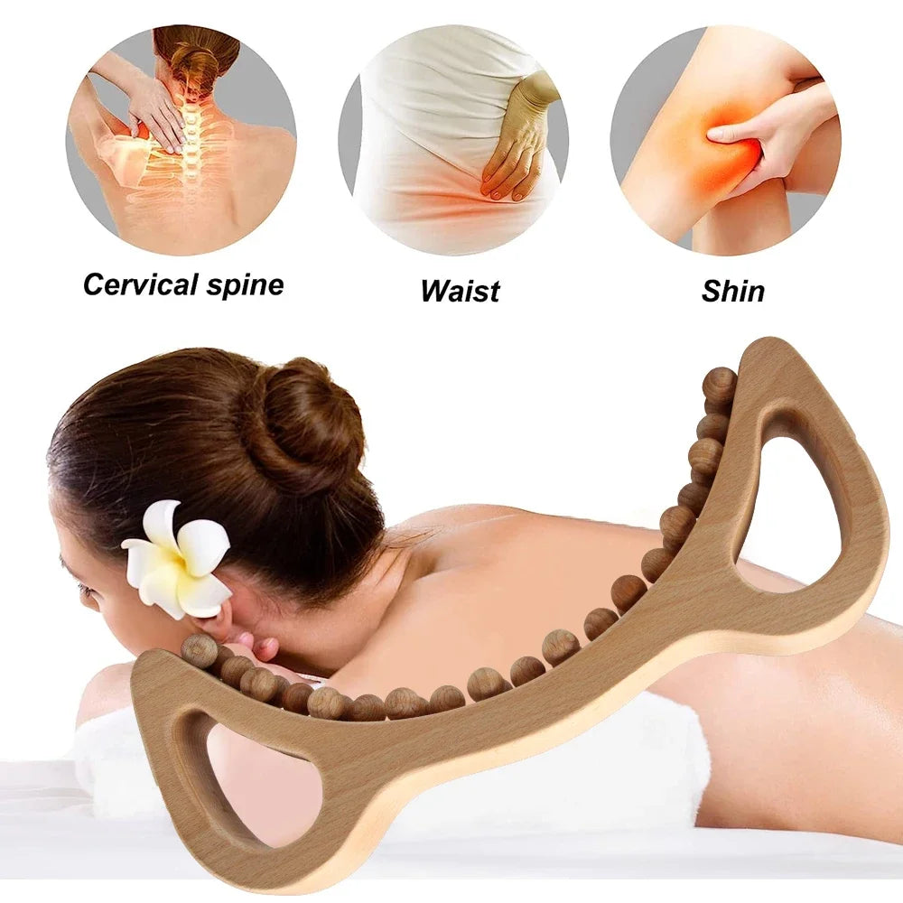 Povei Wooden Body Slim Brush for Lymphatic Drainage and Cellulite Reduction