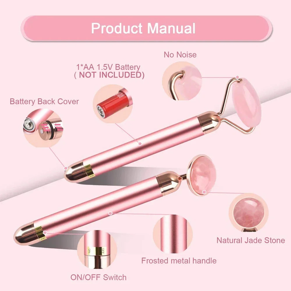 Povei 3-in-1 Face Massager Roller Set for Skin Care - Women's Beauty Tool