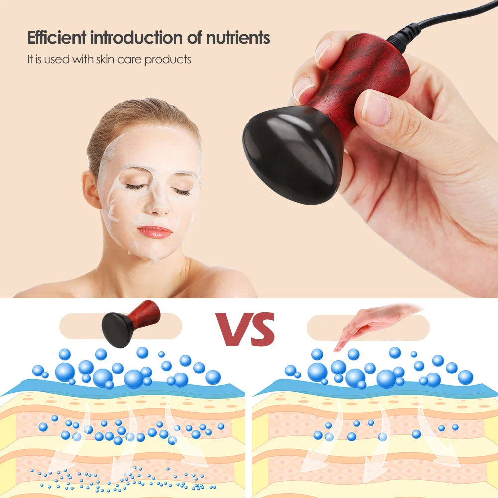 Povei Electric Facial Gua Sha Massager Stone Tool for Skin Lifting and Beauty Spa