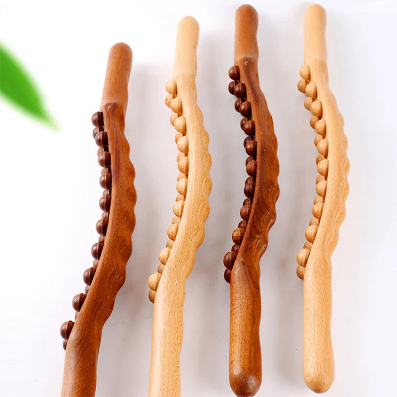 Povei Carbonized Wood Gua Sha Massage Stick Muscle Relaxing Therapy Wand