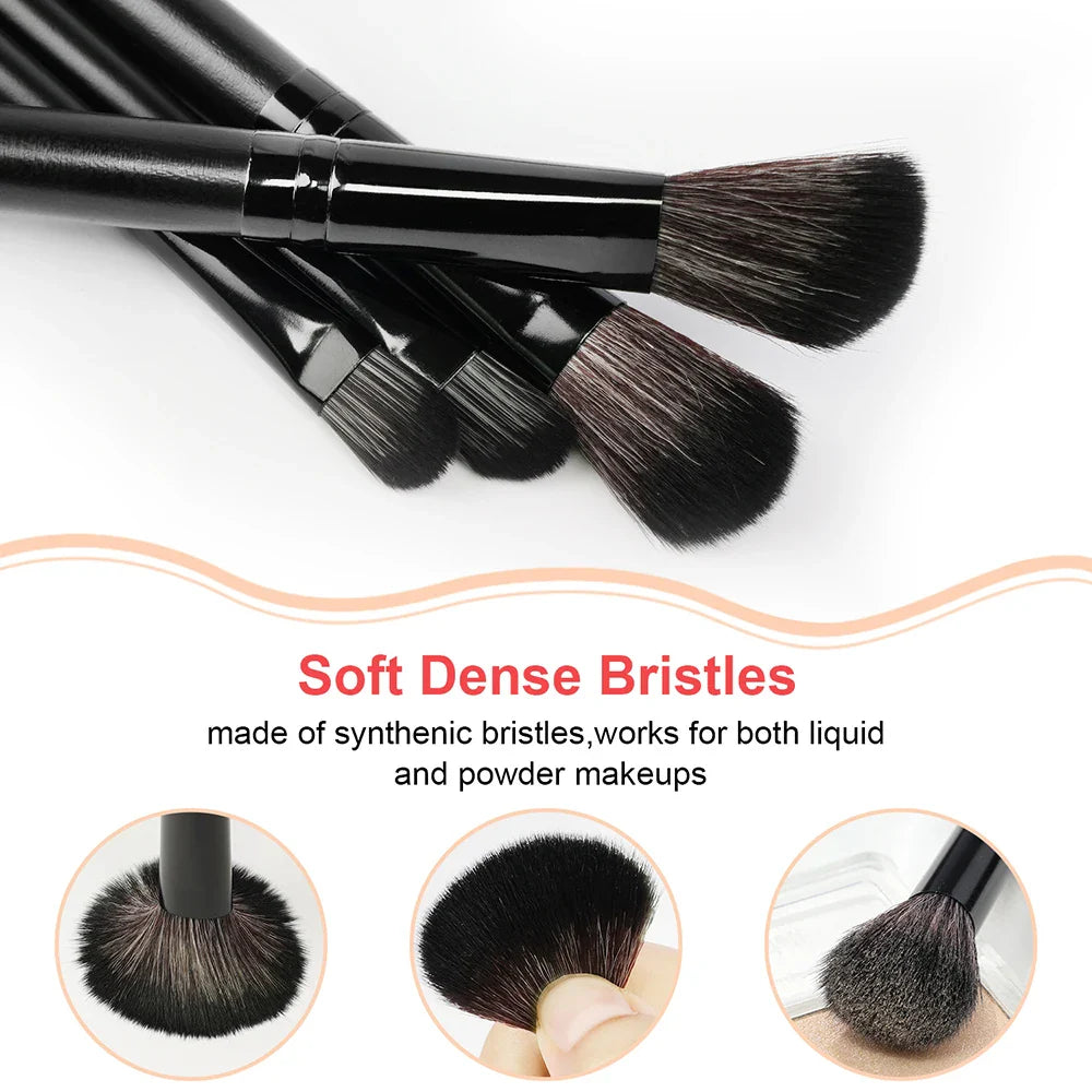 Povei Black Makeup Brushes Set for Flawless Cosmetics Application