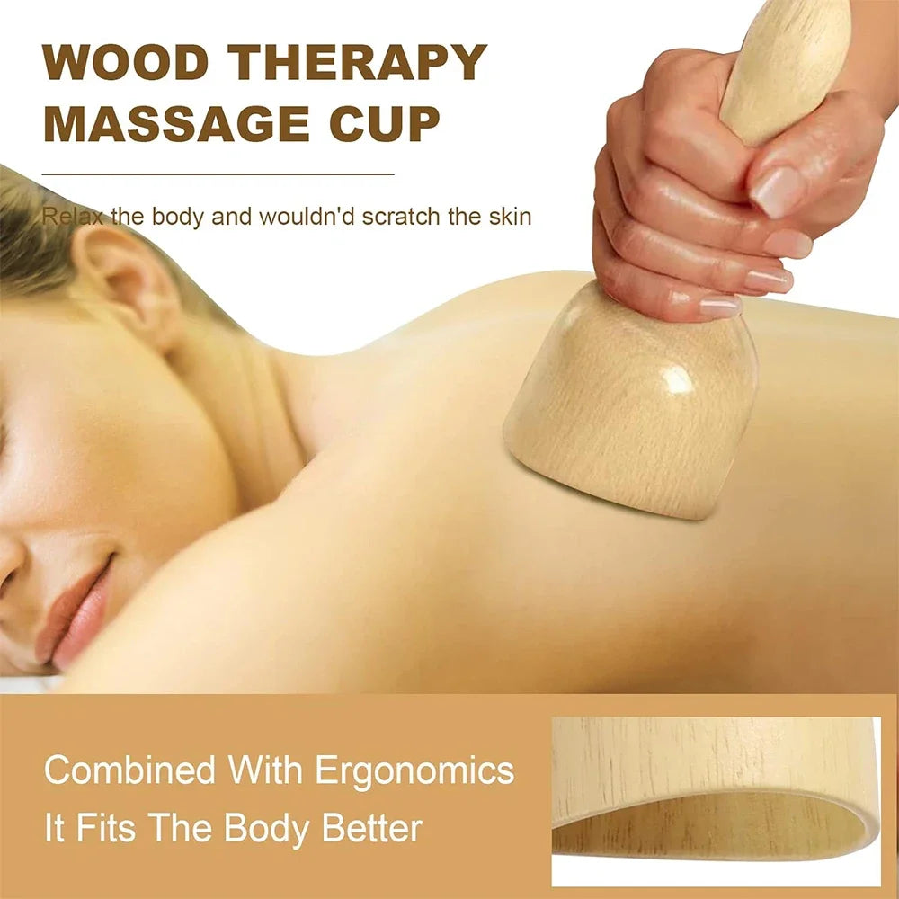 Povei Wood Therapy Massage Tools Kit for Body Contouring and Cellulite Reduction