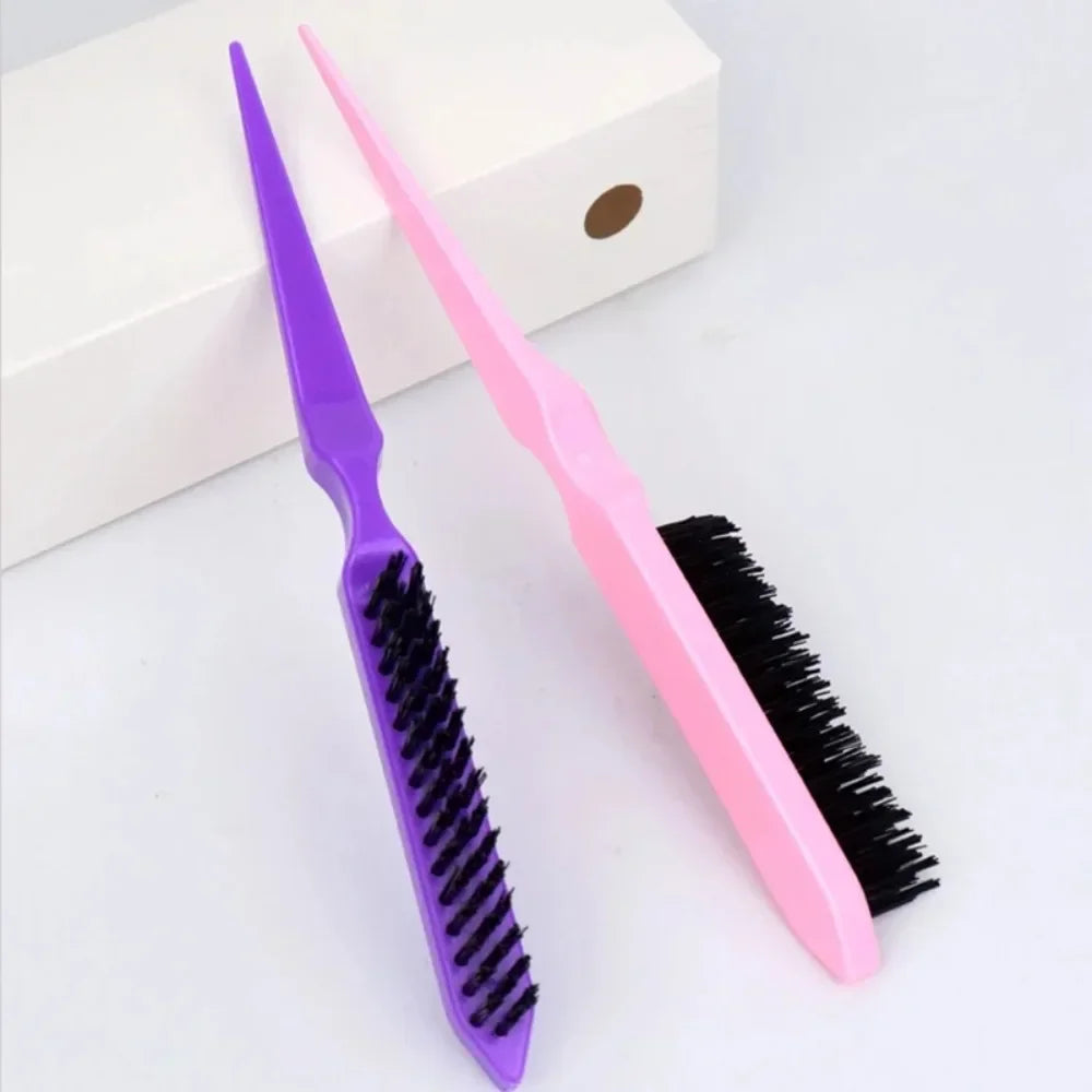 Povei Professional Boar Bristle Teasing Hair Brush Comb for Styling