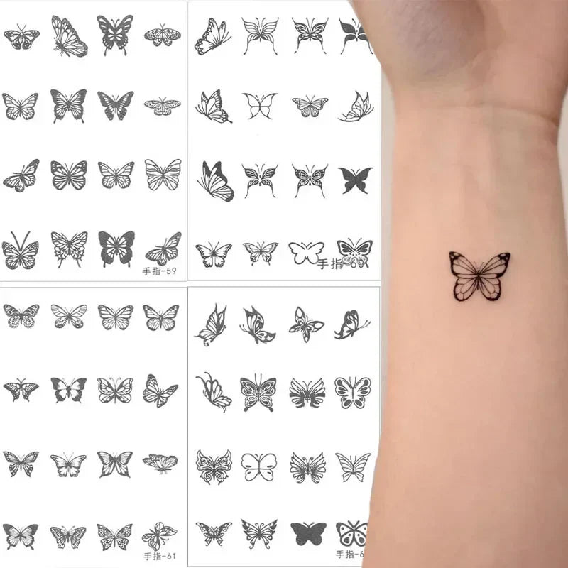 Dark Flash Waterproof Butterfly Tattoo Stickers by Povei for Sexy Body Art