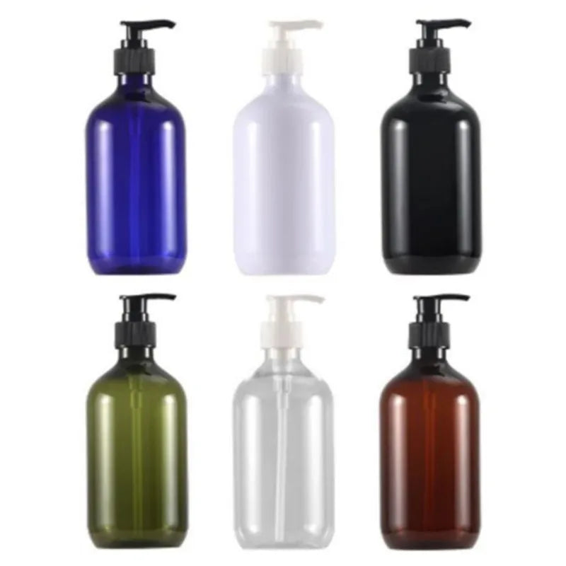 Povei 500ml Pump Bottle Set for Shampoo, Conditioner, Shower Gel - Refillable Plastic Containers