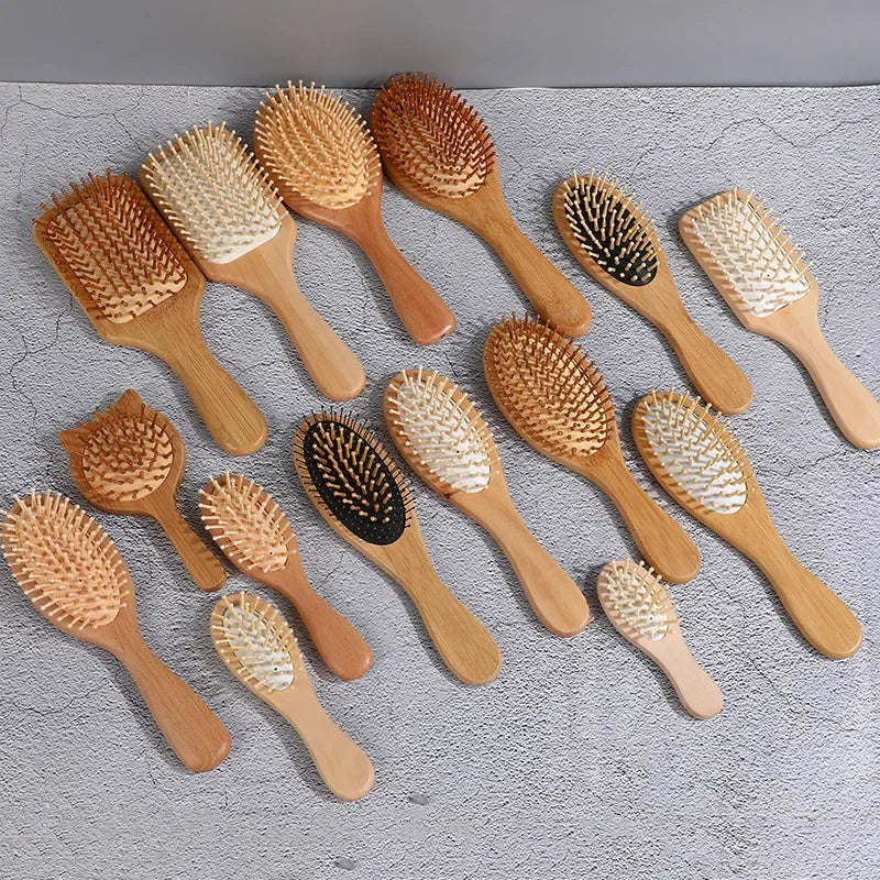 Povei Bamboo Air Cushion Hair Loss Massage Brush Comb for Healthy Scalp.