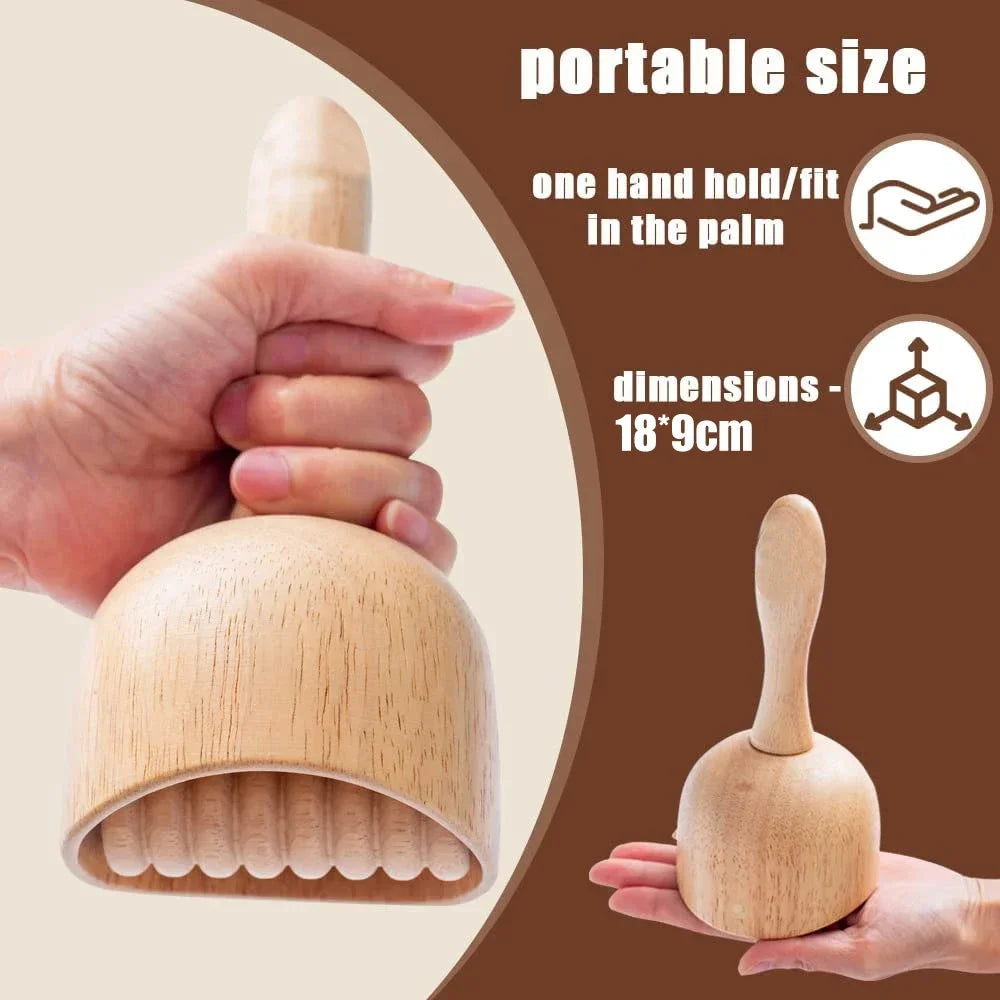 Povei Wooden Therapy Cup & Fascia Roller for Body Shaping, Muscle Relief & Cellulite Remover