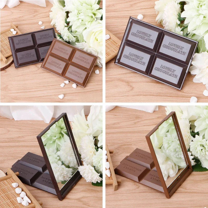 Povei Chocolate Square Makeup Mirror Hand Mirror Compact Mirror for Women