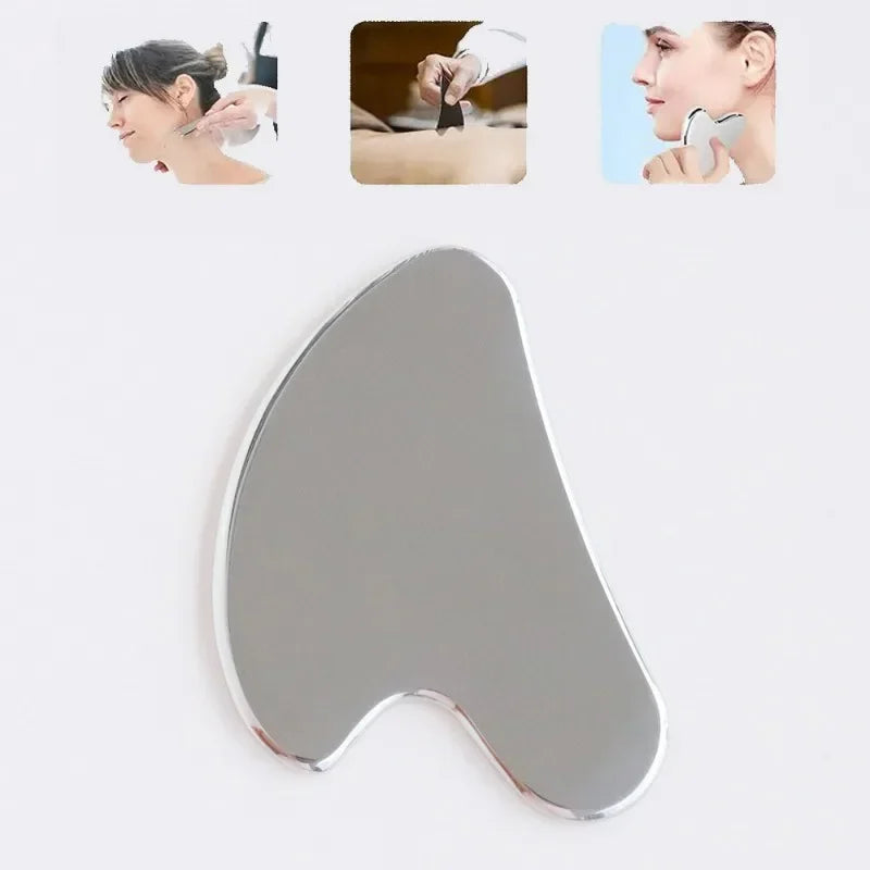 Povei Stainless Steel Gua Sha Massage Tool for Natural Facial Massage