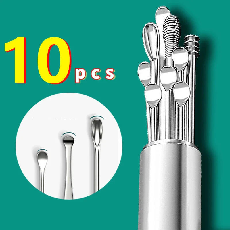 Povei Stainless Steel Ear Wax Pickers Set Earwax Remover Piercing Kit