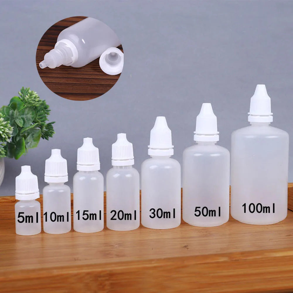 Povei 5-100ml Squeezable Drop Bottle Set for Liquids and Samples