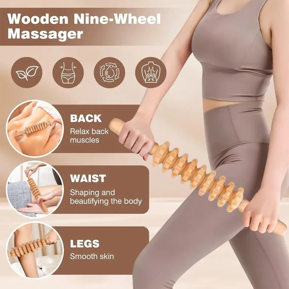 Povei Wood Therapy Massager Kit for Body Sculpting and Muscle Pain Relief