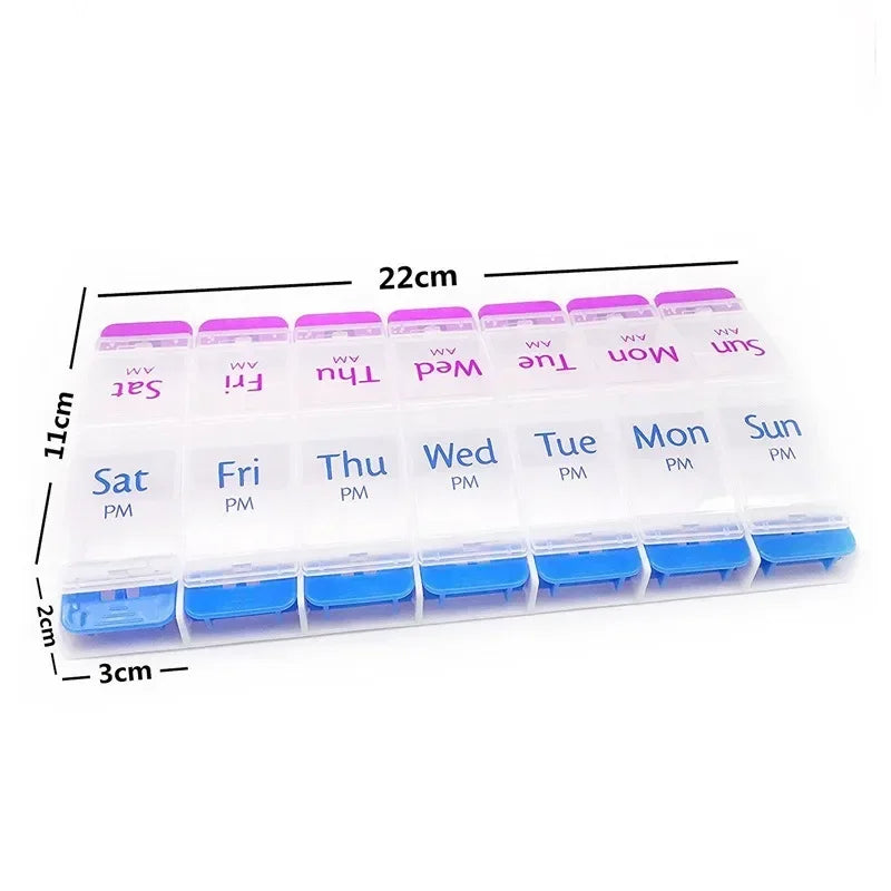 Povei 7 Days Pill Box Organizer Plastic Medicine Dispenser Cutter Drug Cases