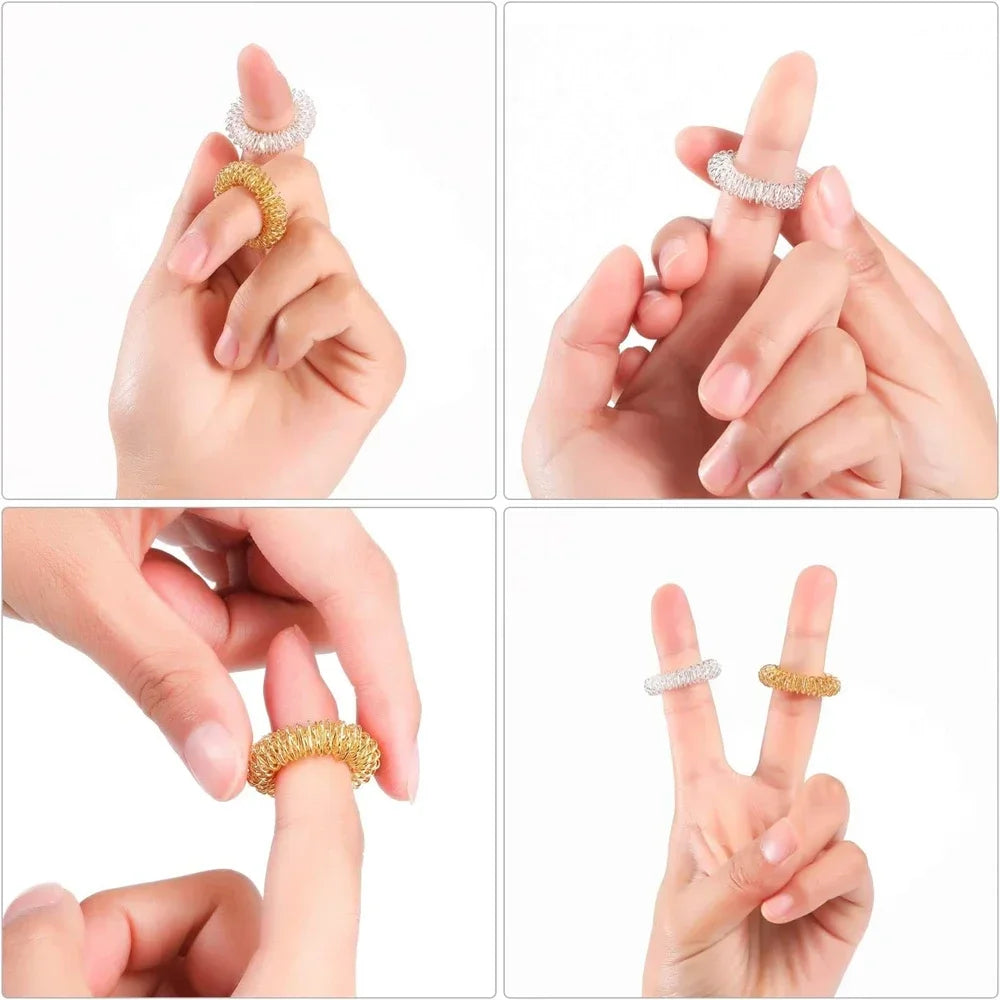 Spiky Finger Massage Rings by Povei - Relaxing Acupressure Tool for Home & Office