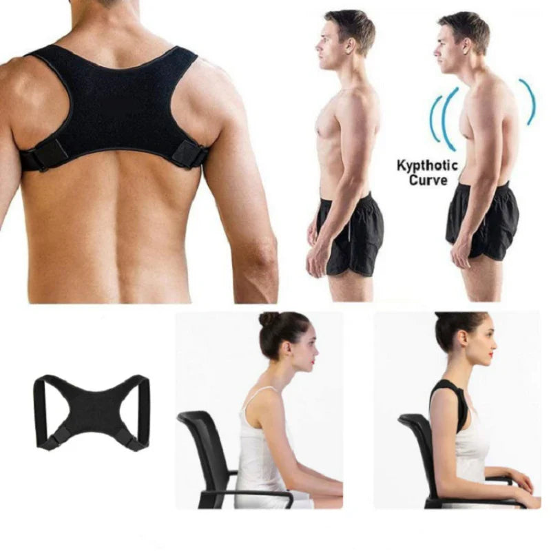 Povei Clavicle Posture Corrector Upper Back Brace Shoulder Support Lumbar Belt