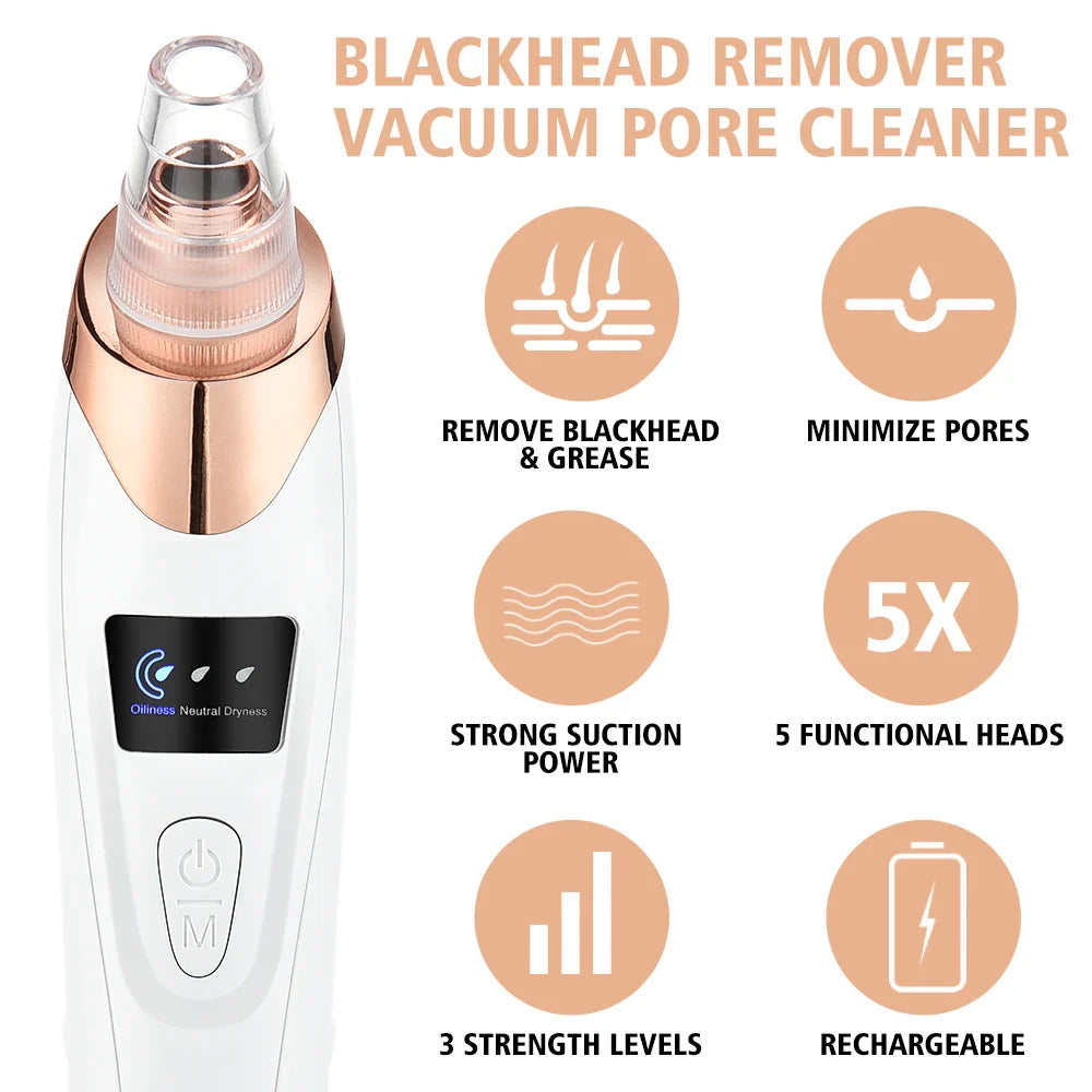 Povei Deep Cleansing Blackhead Remover Vacuum for Acne, Black Spots & Pore Cleaning