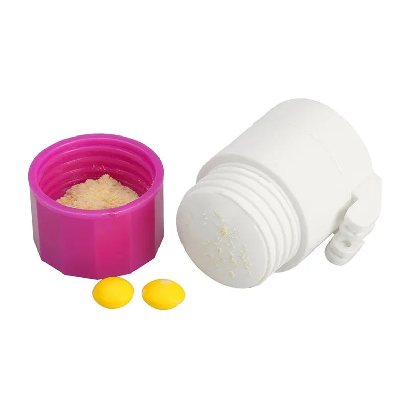 Povei 4-Layer Portable Pill Cutter and Grinder Box, Medicine Splitter Tablet Crusher