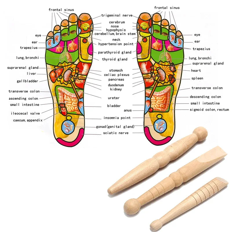 Povei Wooden Foot Massage Stick Muscle Relief Reflexology Massager Relaxation Tool