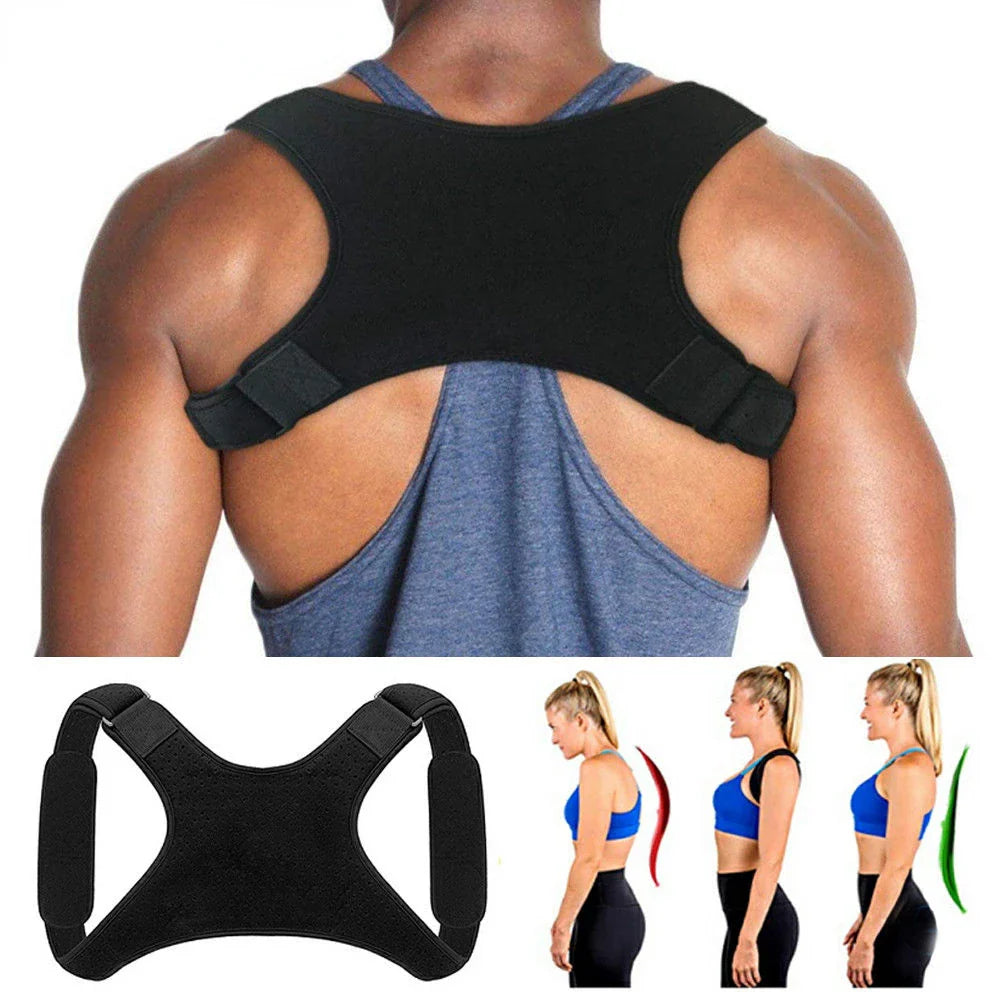 Povei Clavicle Posture Corrector Upper Back Brace Shoulder Support Lumbar Belt