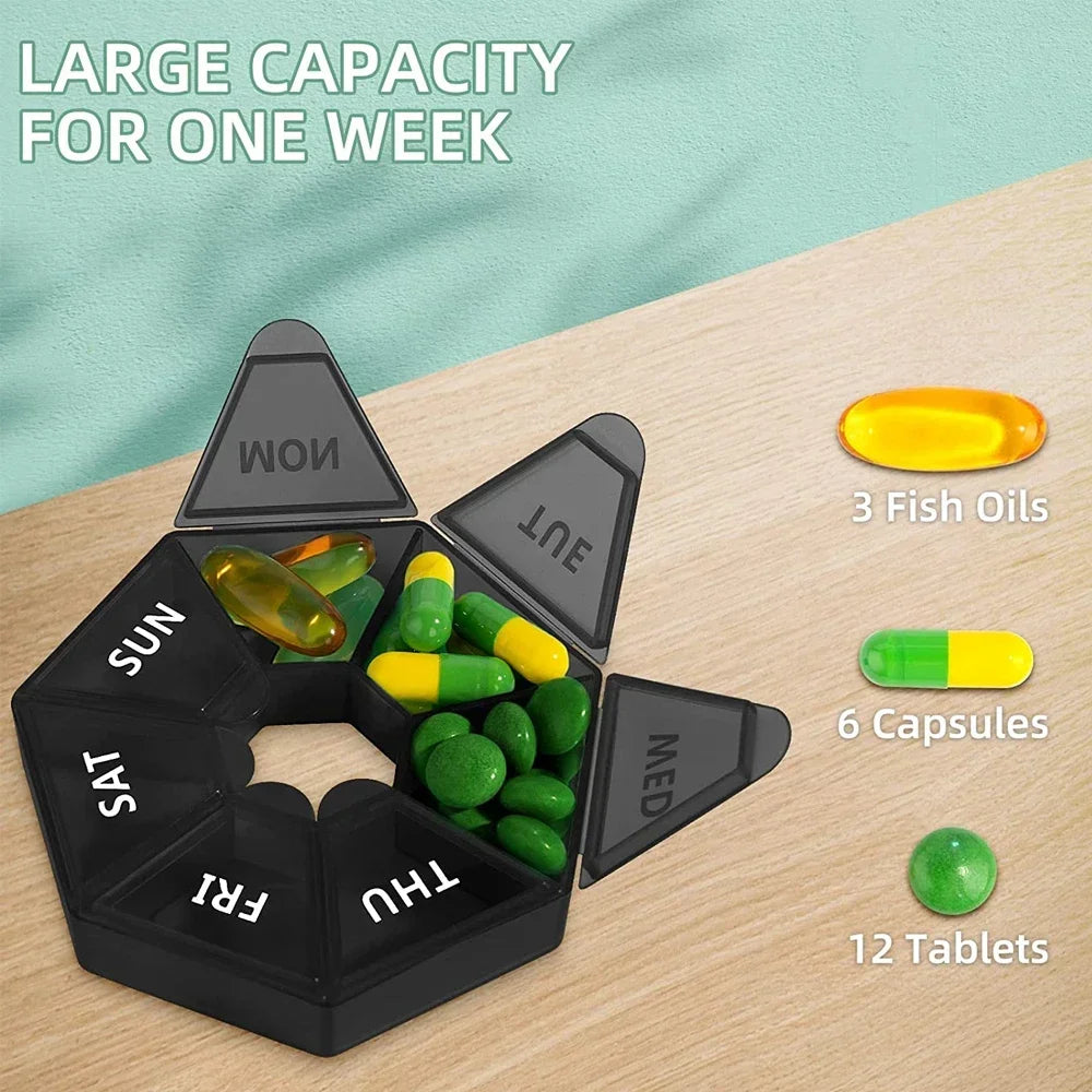 Povei Weekly Pill Box Medicine Planner - Vitamin Organizer for 7 Days