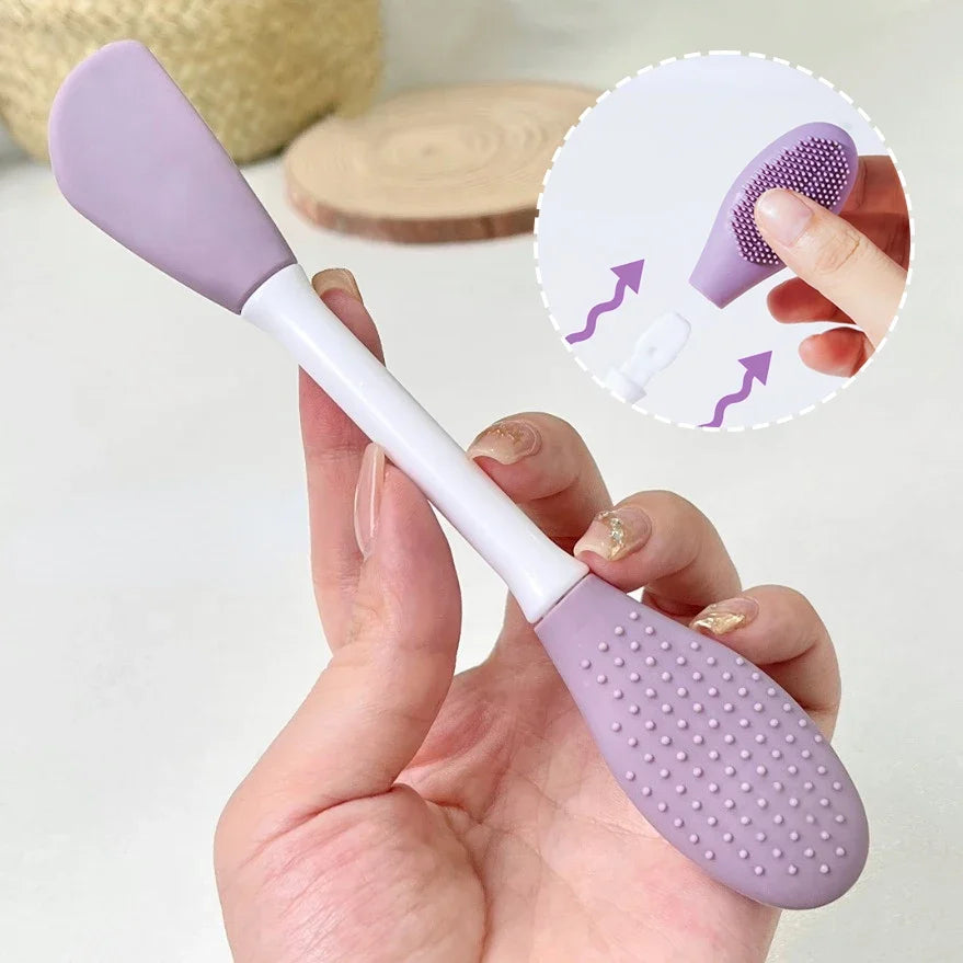 Povei Double Head Silicone Facial Mask Brush for Facial Massage and Cleaning