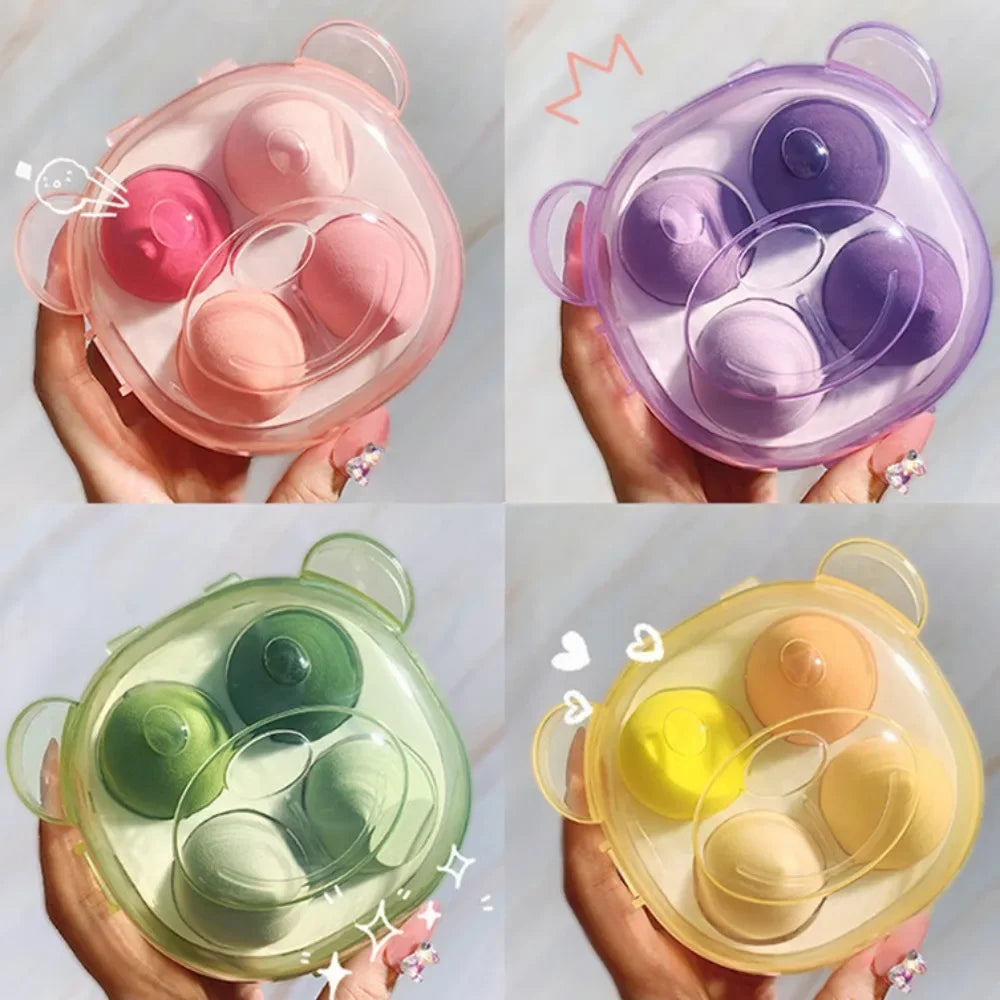 Povei 4-Pack Cartoon Beauty Egg Makeup Sponges - Soft Foundation Powder Puffs