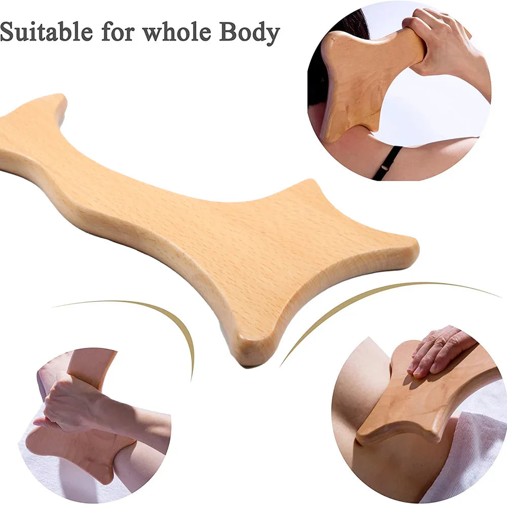 Povei Wooden Gua Sha Massager for Anticellulite Lymphatic Drainage & Muscle Relaxation