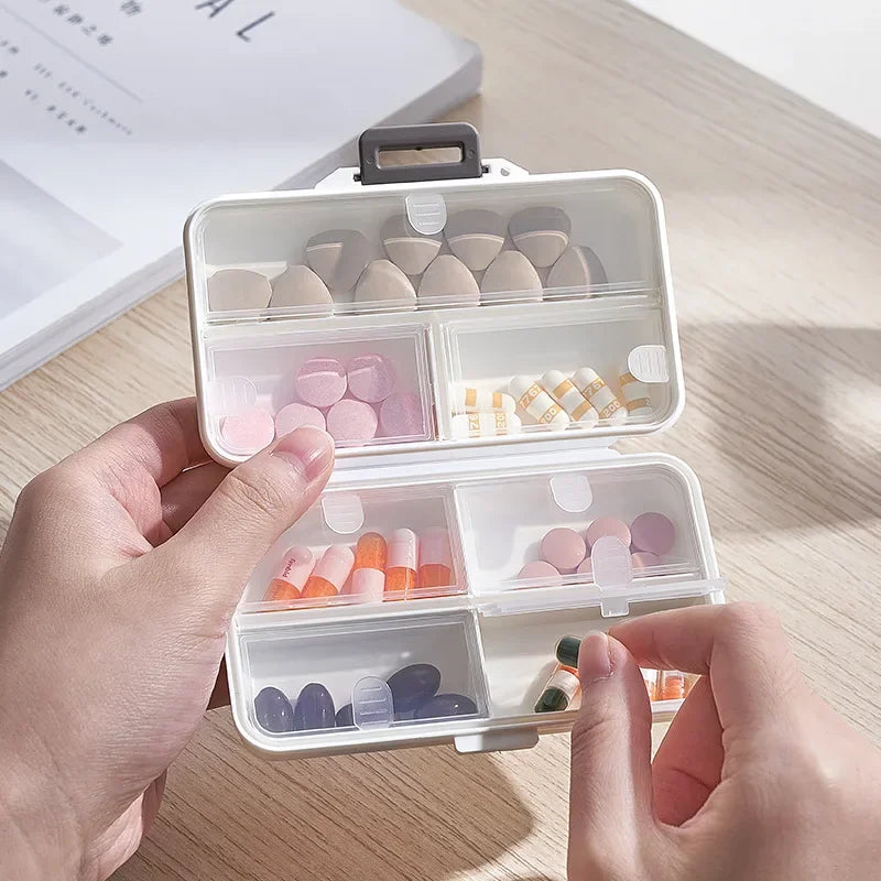 Povei 7-Grid Travel Pill Dispenser Box: Small, Moisture-Proof Vitamin Organizer Case