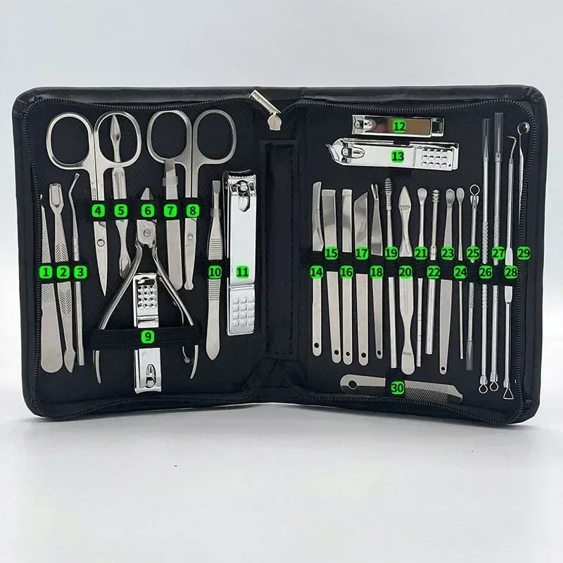 Povei 30pcs Manicure Pedicure Kit with High Quality Nail Clippers and File