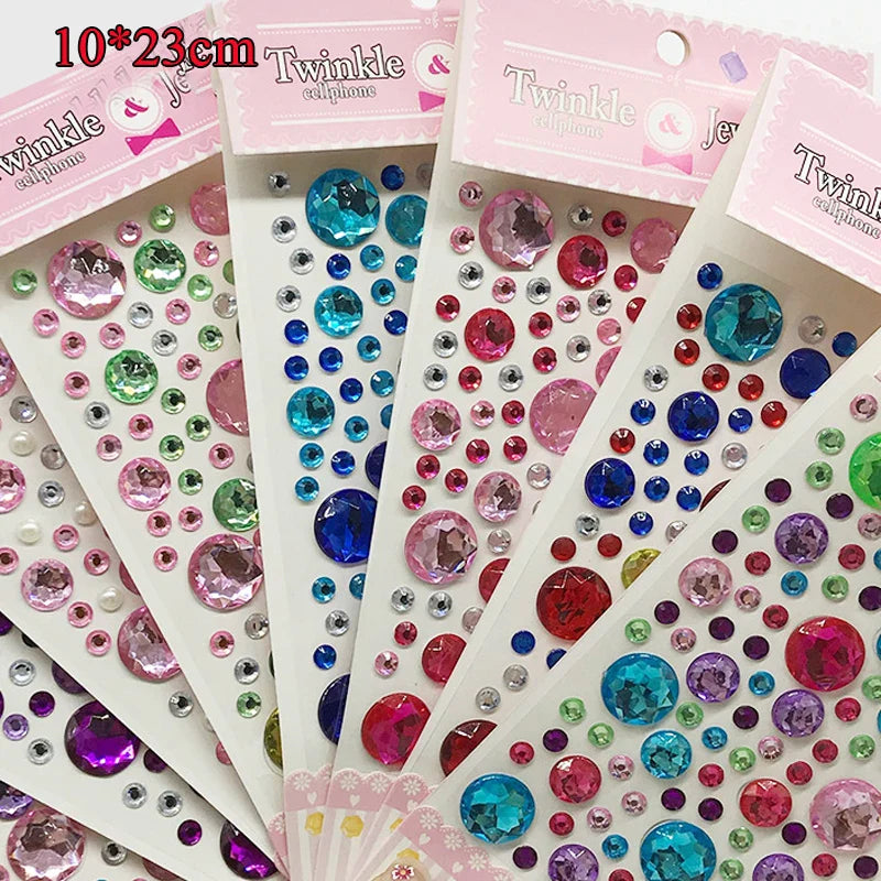 Povei 3D Diamond Eyebrow & Nail Rhinestone Sticker – Colorful Craft Gems Dress Up