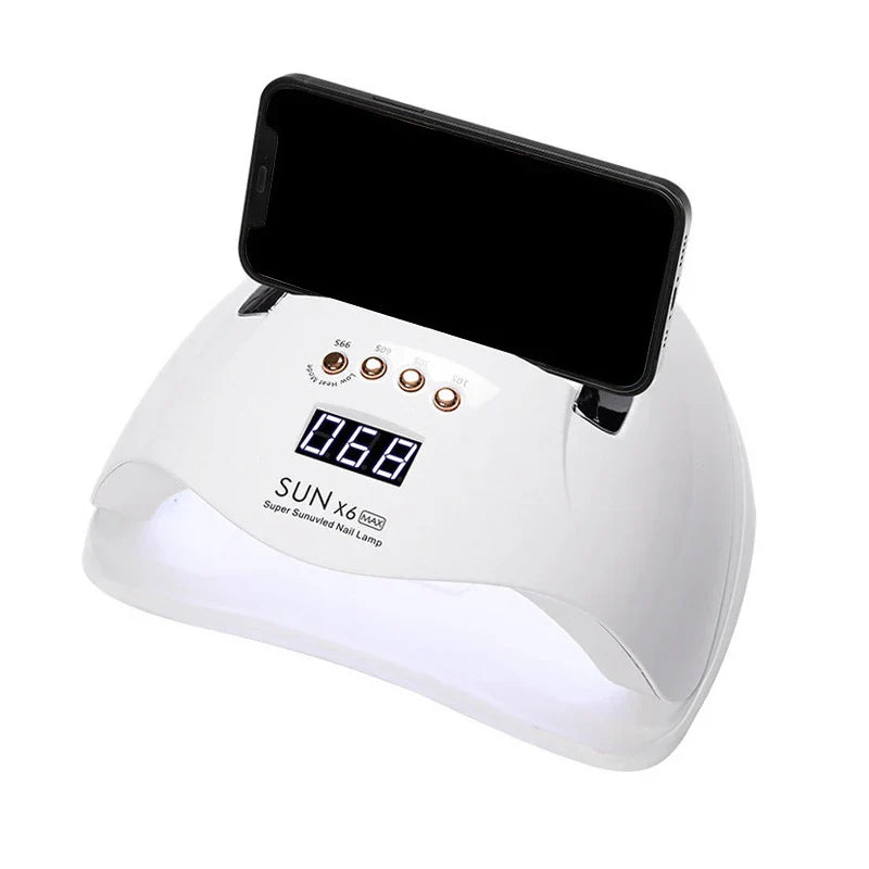 Povei SunX6Max 256W Rechargeable UV Nail Lamp with Mobile Phone Holder