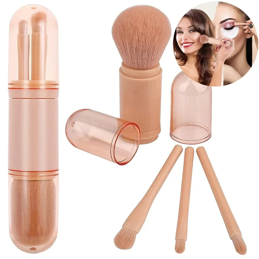 Povei 4-Piece Telescopic Makeup Brush Set for Travel and Beauty Essentials