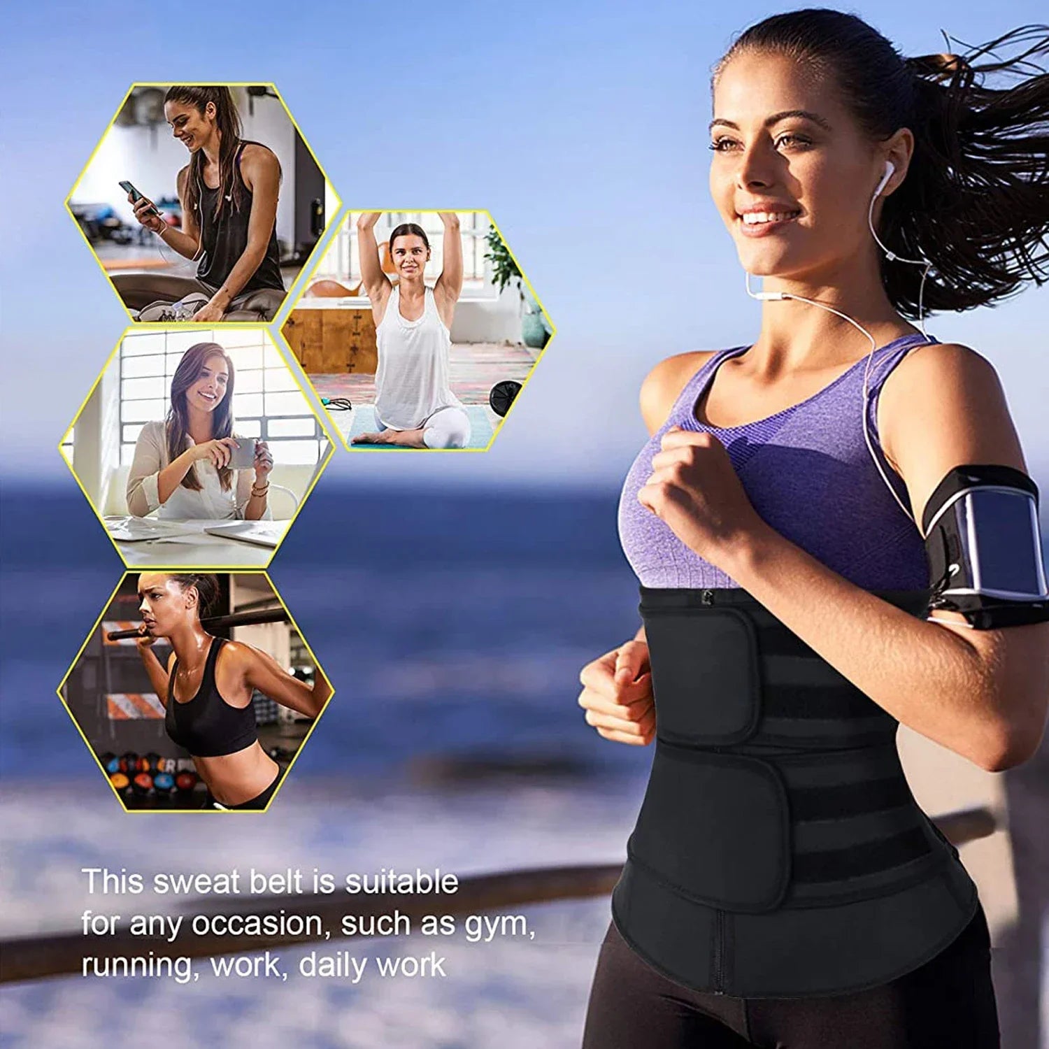 Povei Neoprene Waist Trainer Sauna Belt for Women Weight Loss Slimming Body Shaper Tummy Control