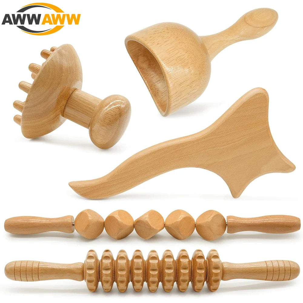 Povei Wood Therapy Massage Tools for Body Sculpting and Relaxation