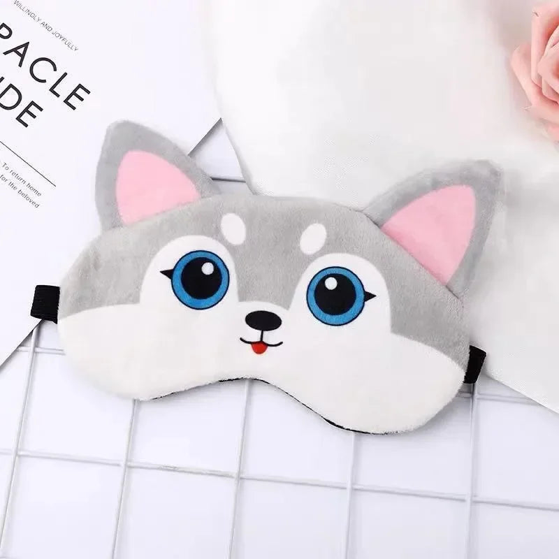 Povei Plush Cat Eye Mask Blindfold Nap Eyeshade Cartoon Soft Sleep Mask