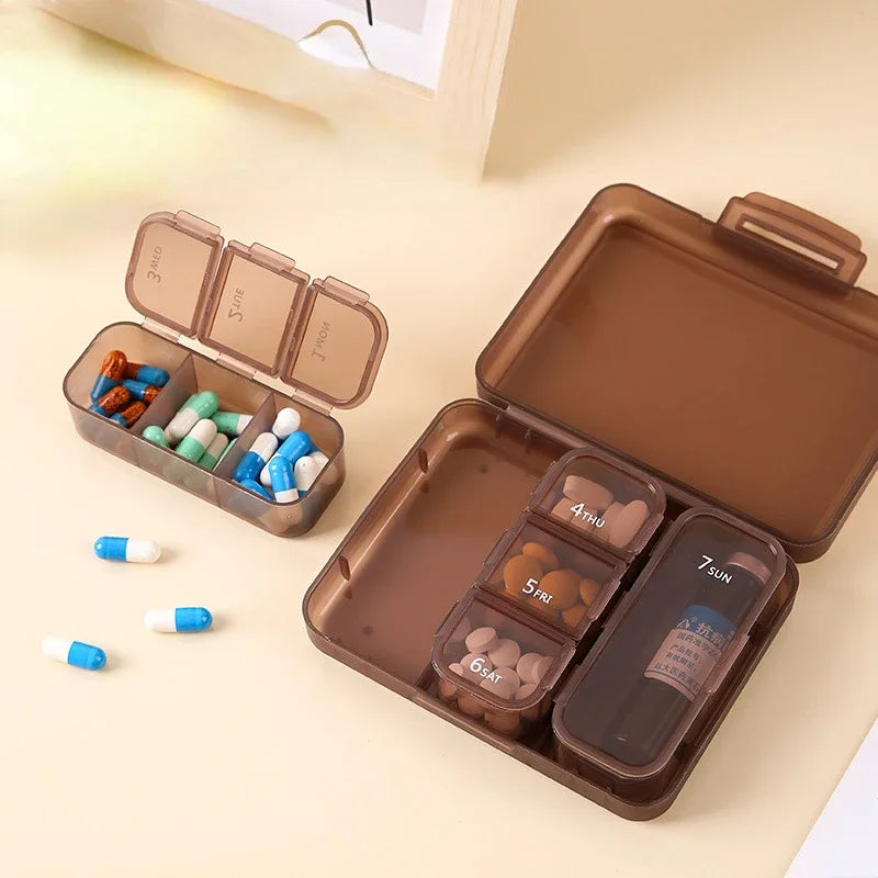 Povei 7-Day Pill Box Organizer for Travel with Seal and Separate Compartments