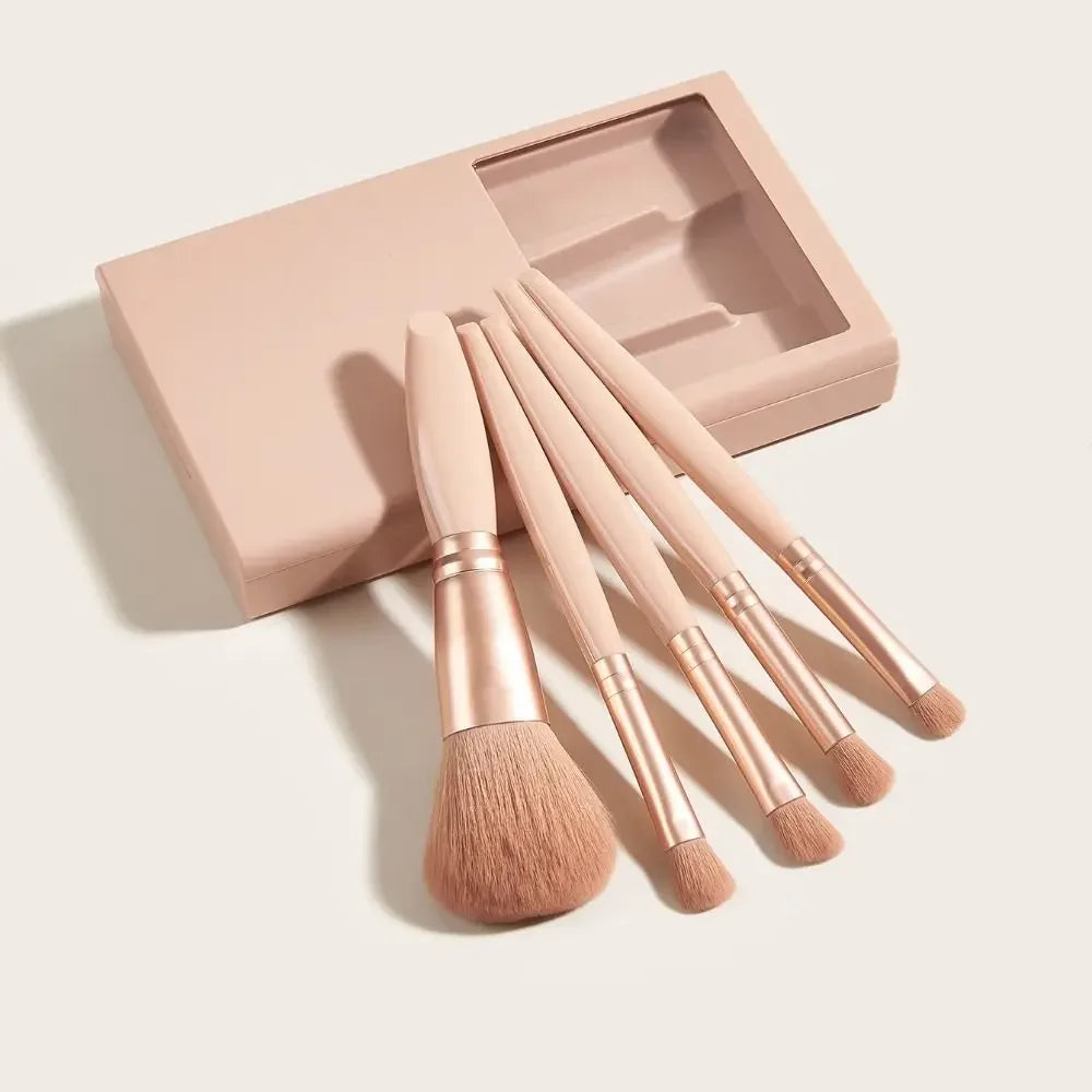 Povei Mini Makeup Brushes Set with Mirror Case, Beauty Tools for Travel