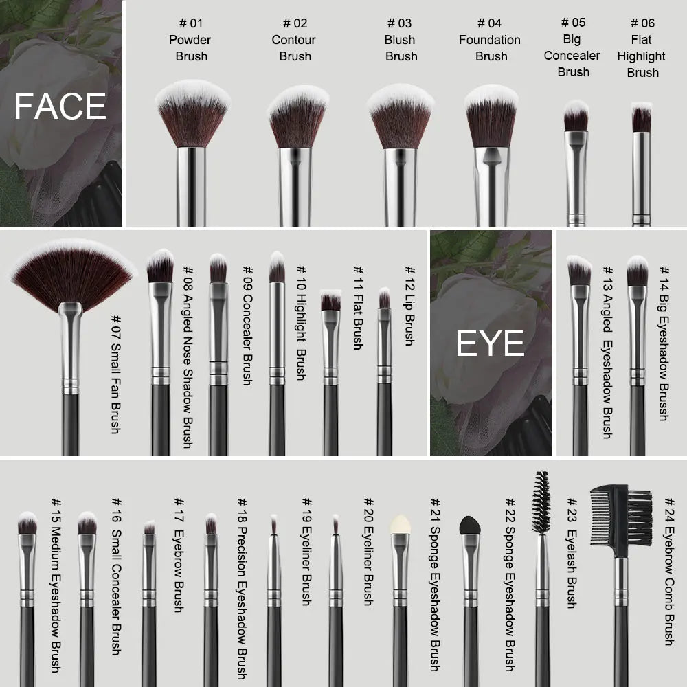 Povei Black Makeup Brushes Set for Flawless Cosmetics Application