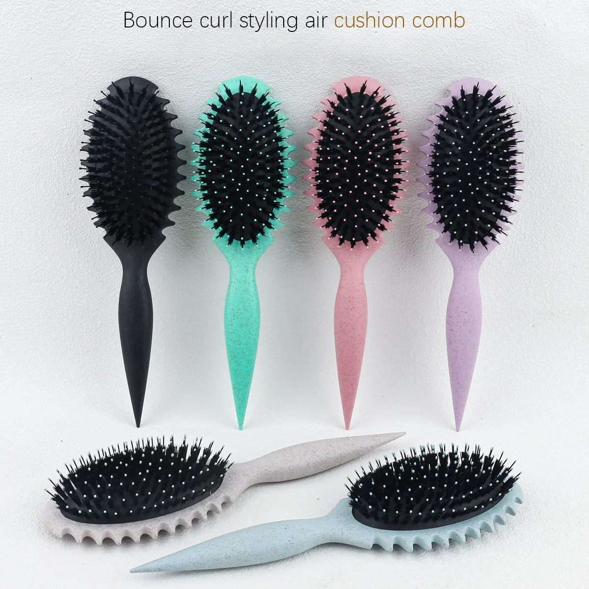 Povei Boar Bristle Brush for Curly Hair Detangling and Styling