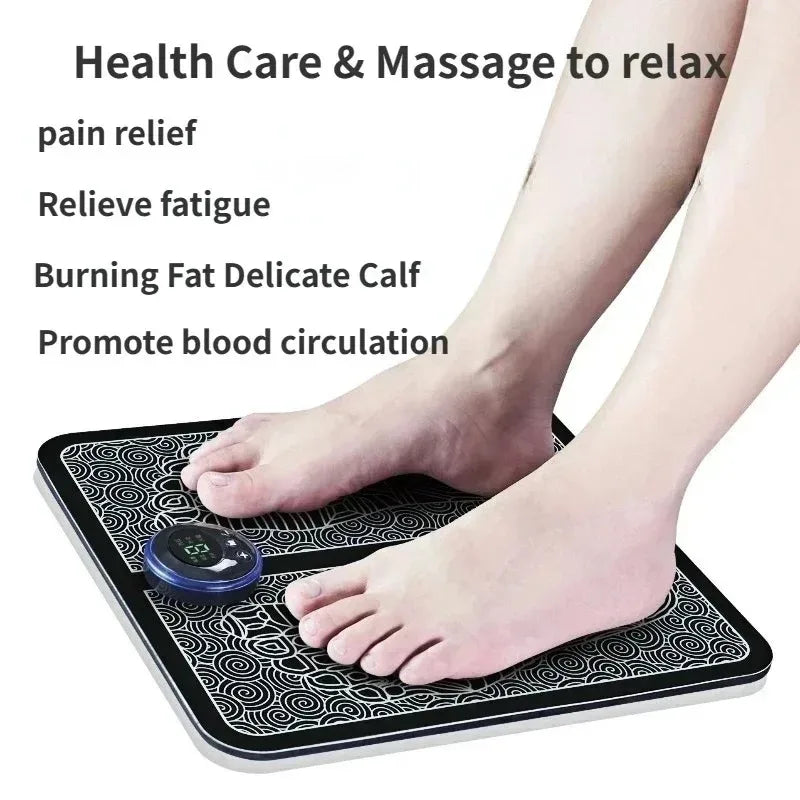 Povei Electric EMS Foot Massage Pad - USB Charging, Portable Folding Muscle Stimulation